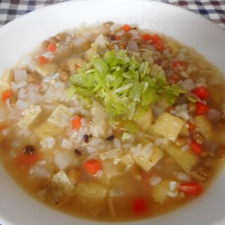 三十雑穀ごはんで納豆味噌おじや